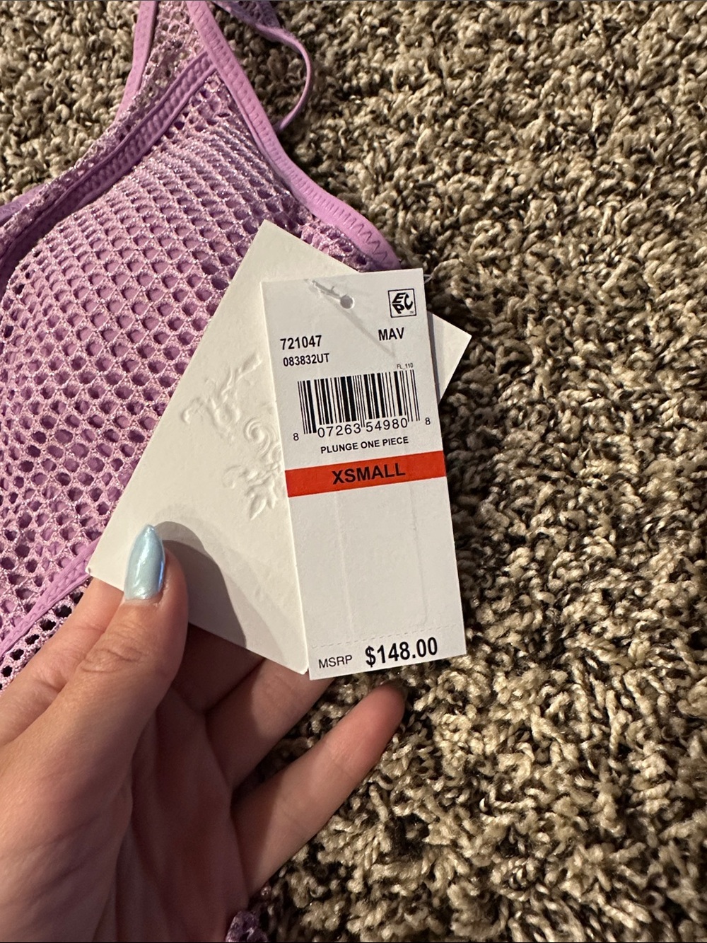 BECCA Lavender Mesh One-Piece Swimsuit - Picture 3 of 3